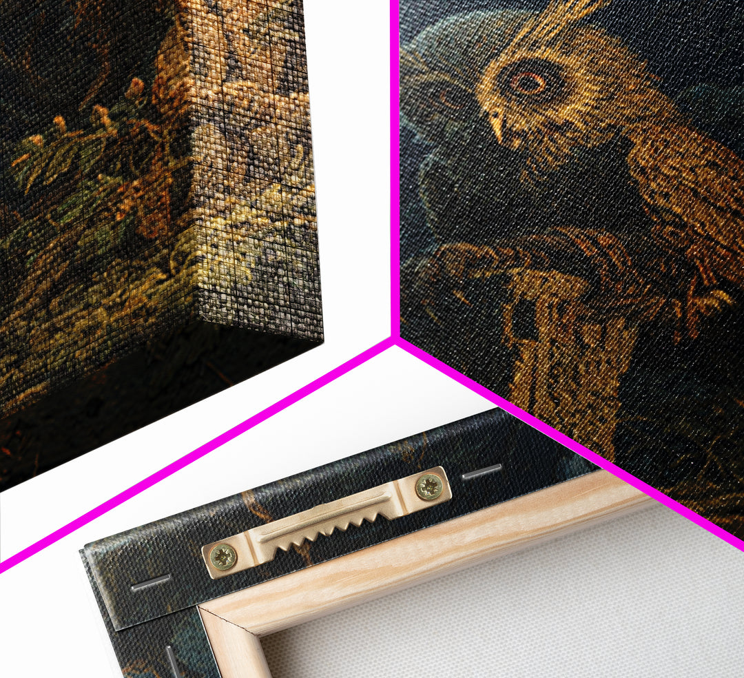 The Owl-Faced Omen, Baroque Witchcraft Art, Square Wall Art, Dark Fantasy Wall Art, Framed Canvas Print, Halloween Wall Art