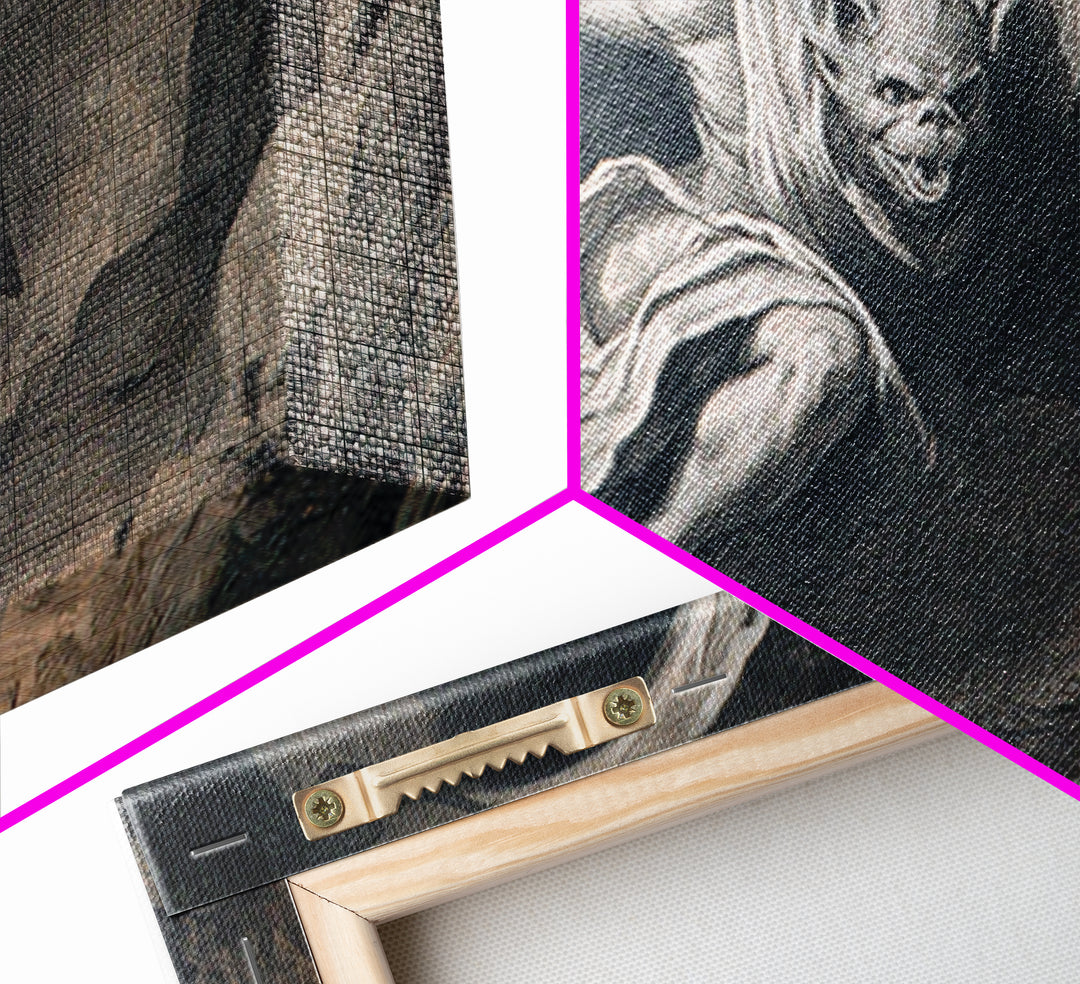 The Bat-Winged Imp, Gothic Nightmare Art, Wide Panoramic Art, Macabre Wall Art, Framed Canvas Print, Halloween Wall Art