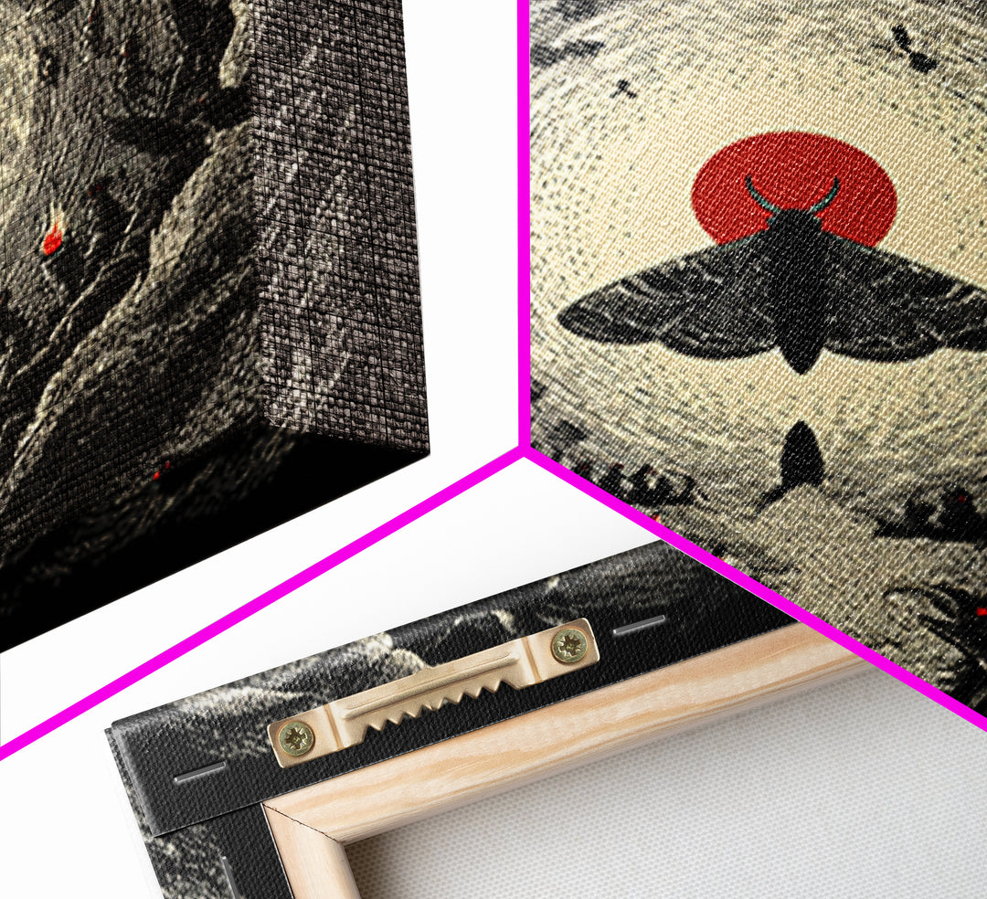 The Red-Eyed Moth Creature, Expressionist Nightmare Art, Square Wall Art, Dark Fantasy Wall Art, Canvas Print, Halloween Wall Art