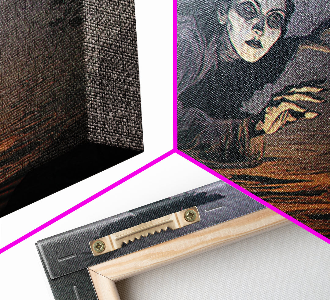 The Lake Phantom, Expressionist Gothic Art, Landscape Wall Art, Macabre Wall Art, Framed Canvas Print, Halloween Wall Art, Horror Wall Art
