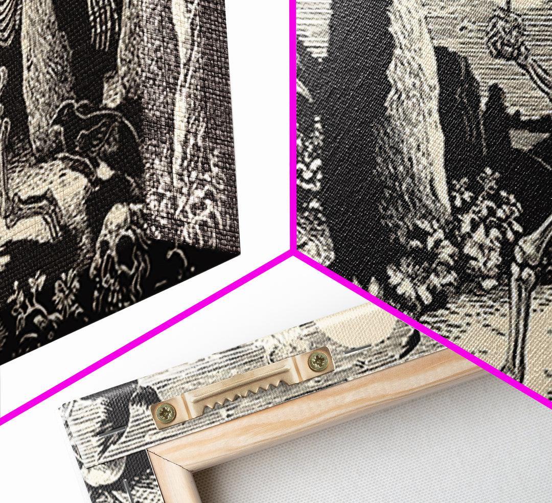 The Stone-Circle Spirit, Macabre Folk Print Art, Wide Panoramic Art, Gothic Horror Wall Art, Framed Canvas Print