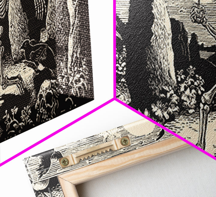 The Stone-Circle Spirit, Macabre Folk Print Art, Wide Panoramic Art, Gothic Horror Wall Art, Framed Canvas Print
