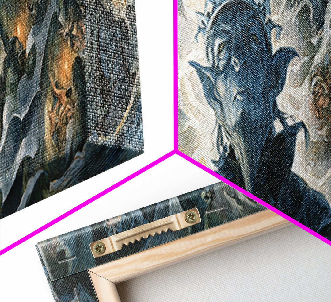 The Frost Goblin, Gothic Nightmare Art, Extra Wide Wall Art, Macabre Wall Art, Framed Canvas Print, Halloween Wall Art