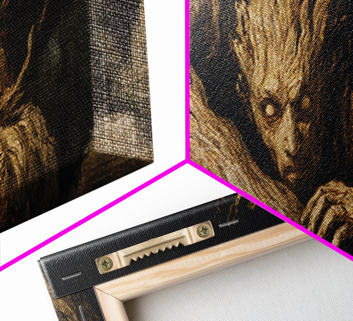 The Hollow-Tree Monster, Gothic Nightmare Art, Extra Wide Wall Art, Macabre Wall Art, Framed Canvas Print, Halloween Wall Art
