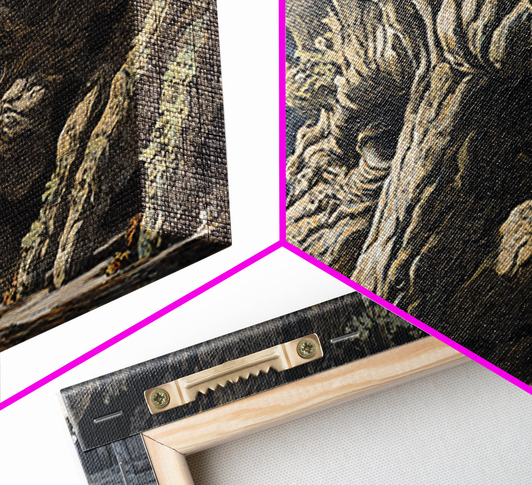The Hollow-Tree Monster, Apocalyptic Romantic Art, Wide Panoramic Art, Dark Fantasy Wall Art, Framed Canvas Print, Halloween Wall Art