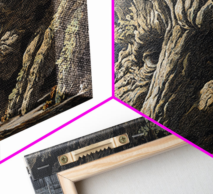 The Hollow-Tree Monster, Apocalyptic Romantic Art, Wide Panoramic Art, Dark Fantasy Wall Art, Framed Canvas Print, Halloween Wall Art