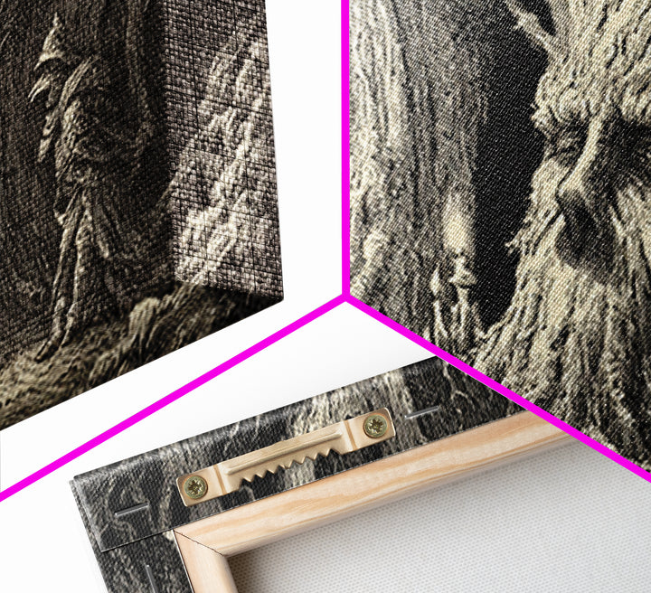 The Hollow-Tree Monster, Expressionist Nightmare Art, Wide Panoramic Art, Macabre Wall Art, Canvas Print, Halloween Wall Art