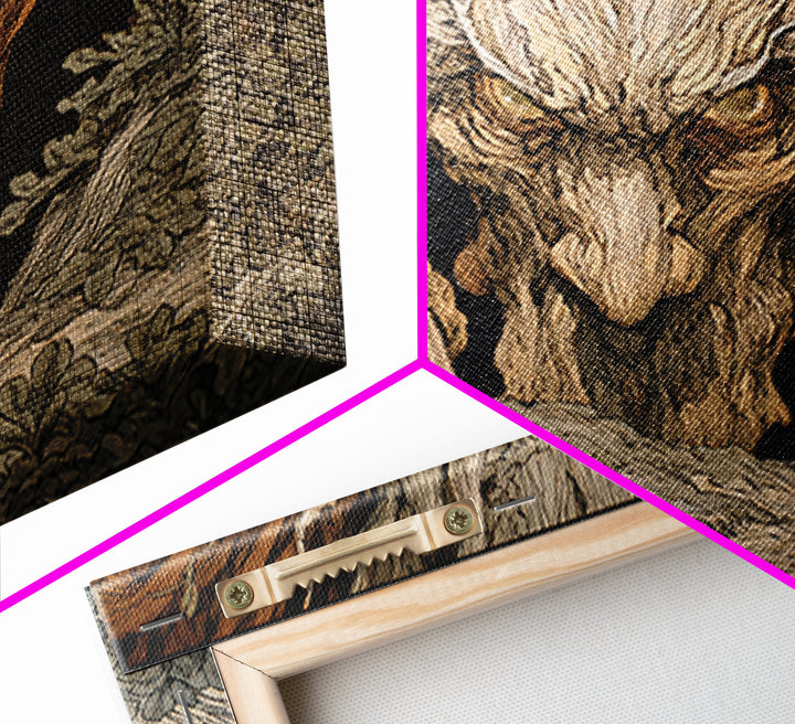 The Hollow-Tree Monster, Gothic Storybook Art, Landscape Wall Art, Dark Halloween Decor, Framed Canvas Print, Halloween Wall Art