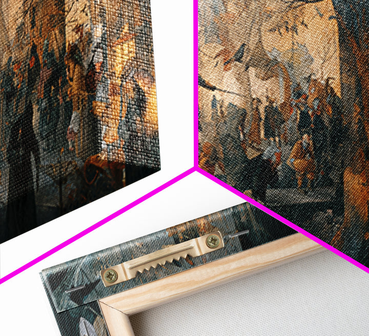 The Crossroads Spirit, Northern Renaissance Horror, Wide Panoramic Art, Macabre Wall Art, Framed Canvas Print, Halloween Wall Art