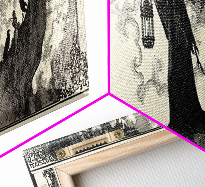 The Crossroads Spirit, Decadent Line Art, Extra Wide Wall Art, Macabre Wall Art, Canvas Print, Halloween Wall Art