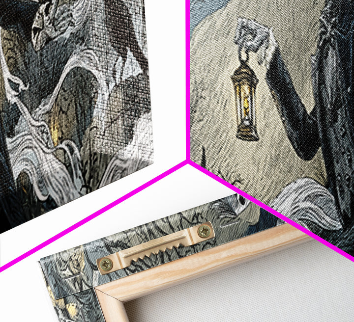 The Crossroads Spirit, Victorian Macabre Art, Extra Wide Wall Art, Macabre Wall Art, Framed Canvas Print, Halloween Wall Art