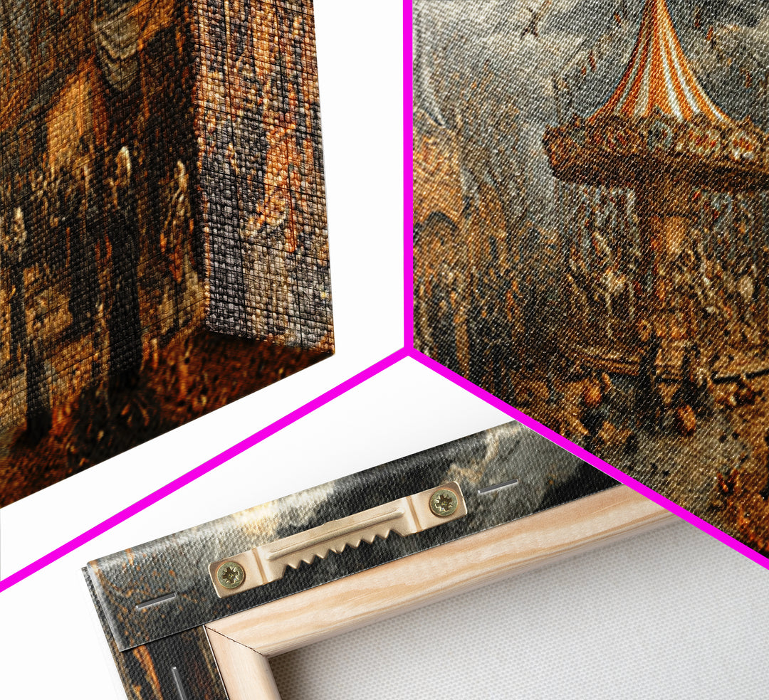 The Abandoned Carnival, Medieval Grotesque Art, Extra Wide Wall Art, Macabre Wall Art, Canvas Print, Halloween Wall Art