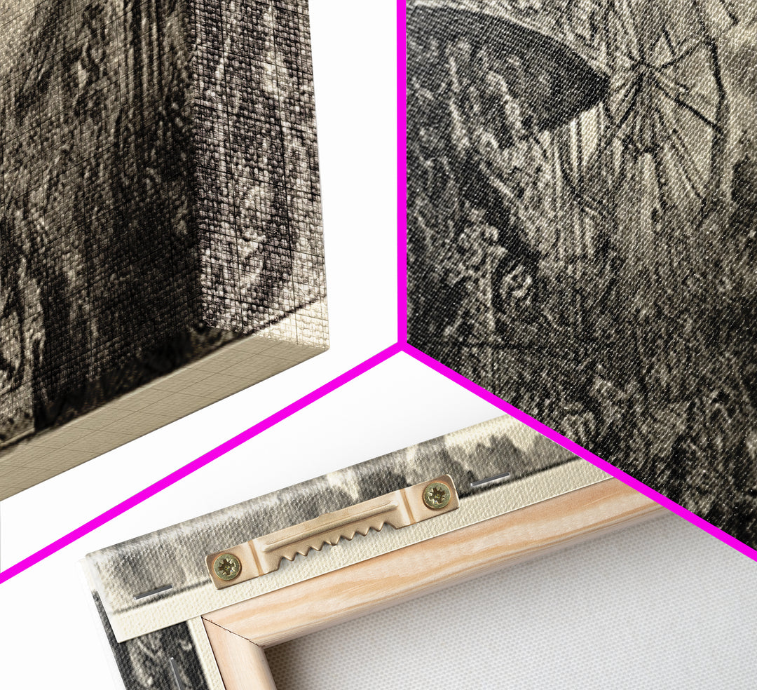 The Abandoned Carnival, Renaissance Engraving Art, Extra Wide Wall Art, Dark Fantasy Wall Art, Canvas Print, Halloween Wall Art