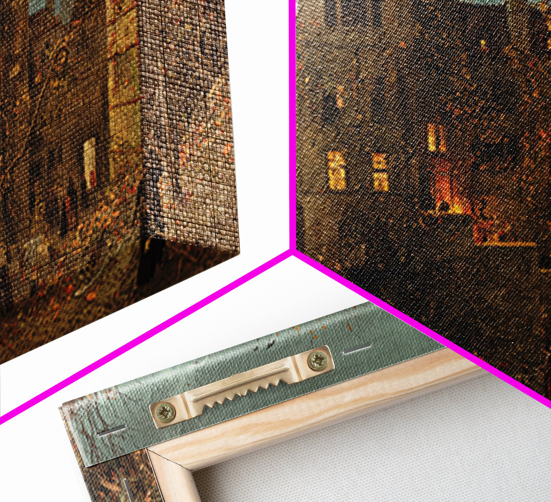The Haunted Manor, Northern Renaissance Horror, Wide Panoramic Art, Dark Halloween Decor, Canvas Print, Halloween Wall Art