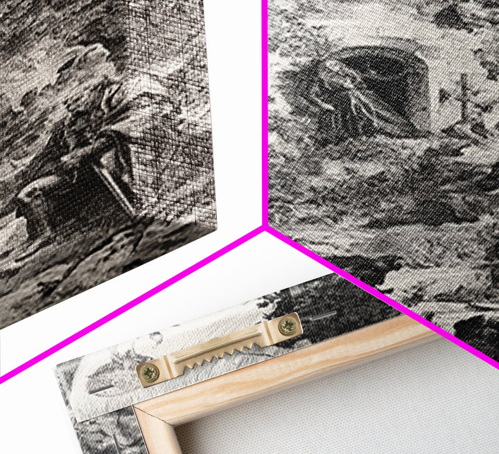 The Haunted Manor, Renaissance Engraving Art, Vertical Wall Art, Macabre Wall Art, Canvas Print, Halloween Wall Art, Spooky Wall Decor