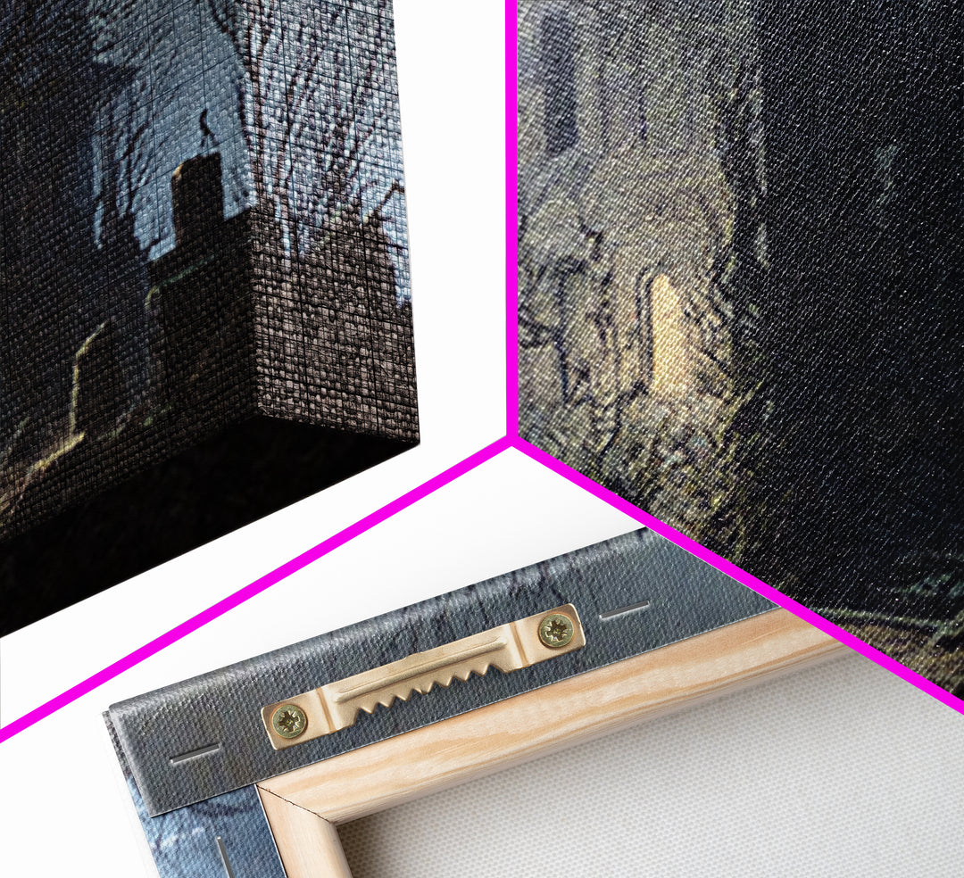 The Haunted Manor, Romantic Gothic Landscape, Landscape Wall Art, Dark Halloween Decor, Canvas Print, Halloween Wall Art