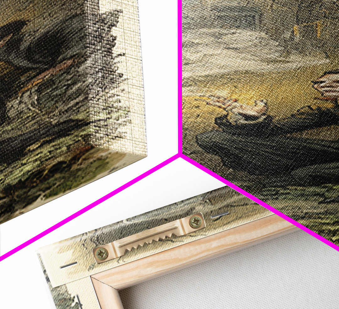 The Haunted Manor, Symbolist Etching Art, Tall Narrow Wall Art, Dark Fantasy Wall Art, Framed Canvas Print, Halloween Wall Art