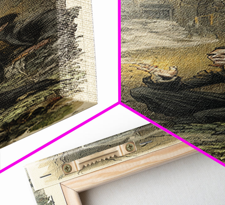The Haunted Manor, Symbolist Etching Art, Tall Narrow Wall Art, Dark Fantasy Wall Art, Framed Canvas Print, Halloween Wall Art
