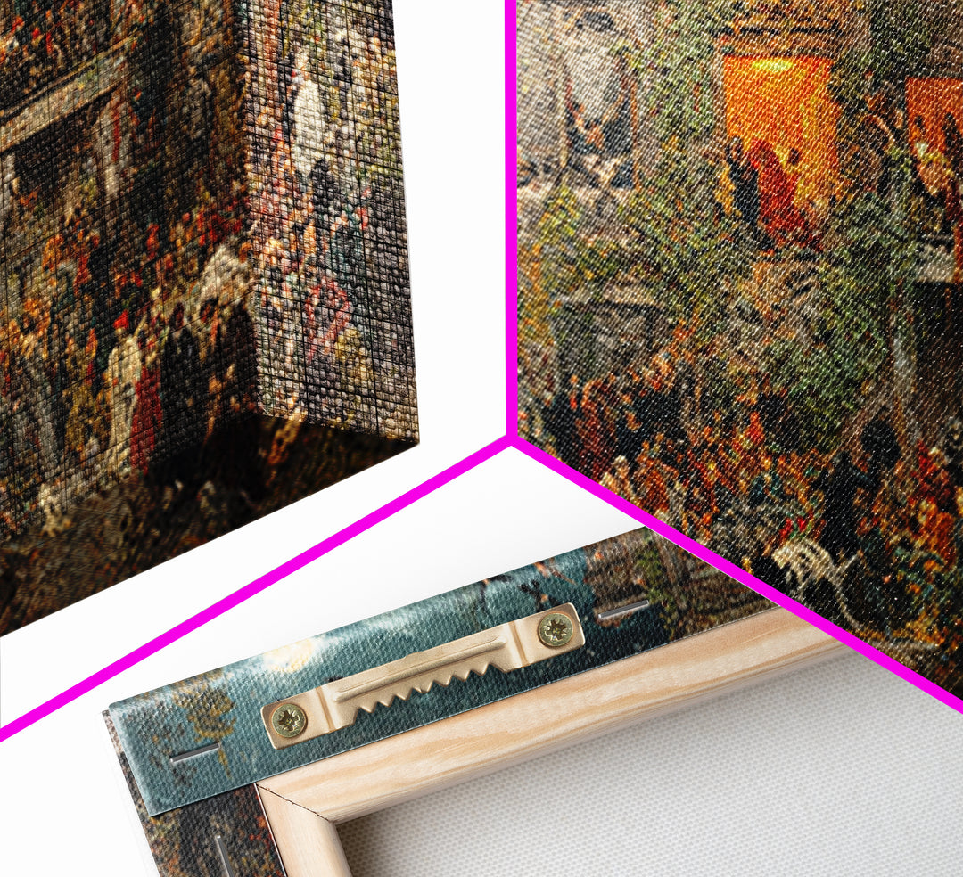 The Haunted Manor, Grotesque Carnival Art, Wide Panoramic Art, Dark Halloween Decor, Canvas Print, Halloween Wall Art, Statement Wall Art