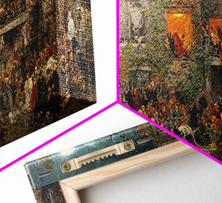 The Haunted Manor, Grotesque Carnival Art, Wide Panoramic Art, Dark Halloween Decor, Canvas Print, Halloween Wall Art, Statement Wall Art