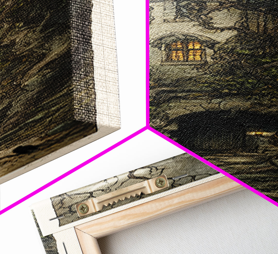 The Haunted Manor, Gothic Storybook Art, Tall Narrow Wall Art, Macabre Wall Art, Canvas Print, Halloween Wall Art, Statement Wall Art