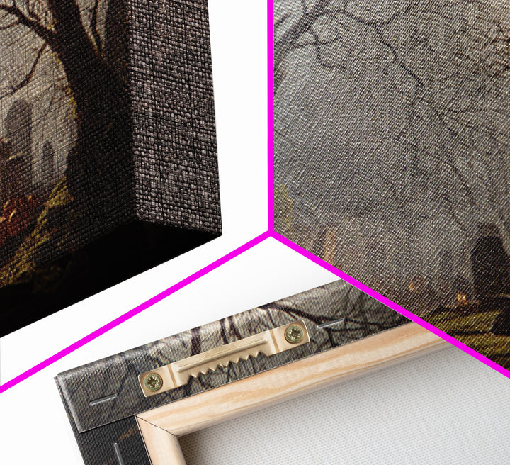 The Moonlit Cemetery, Gothic Nightmare Art, Landscape Wall Art, Macabre Wall Art, Canvas Print, Halloween Wall Art, Halloween Decor