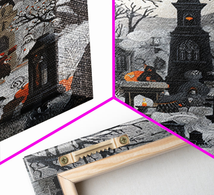 The Moonlit Cemetery, Victorian Macabre Art, Vertical Wall Art, Dark Fantasy Wall Art, Canvas Print, Halloween Wall Art