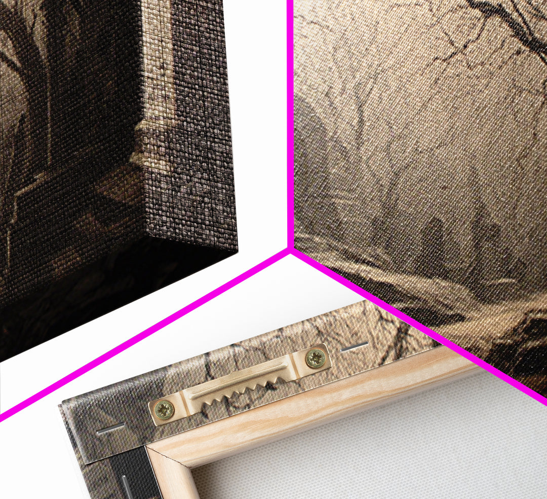 The Moonlit Cemetery, Biomechanical Horror Art, Landscape Wall Art, Gothic Horror Wall Art, Canvas Print, Halloween Wall Art
