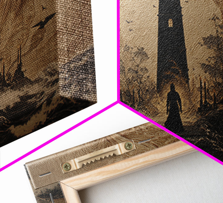 The Cursed Lighthouse, Symbolist Gothic Landscape, Landscape Wall Art, Dark Fantasy Wall Art, Canvas Print, Halloween Wall Art