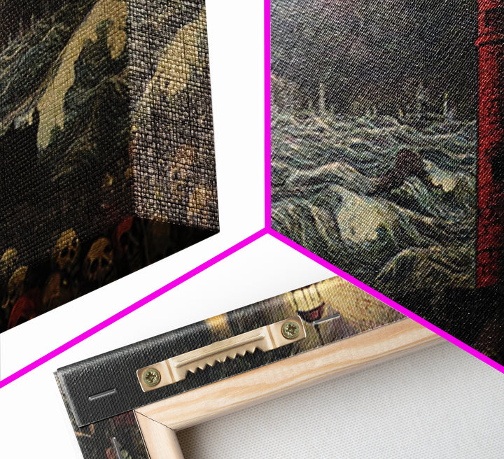 The Cursed Lighthouse, Grotesque Carnival Art, Wide Panoramic Art, Dark Fantasy Wall Art, Canvas Print, Halloween Wall Art