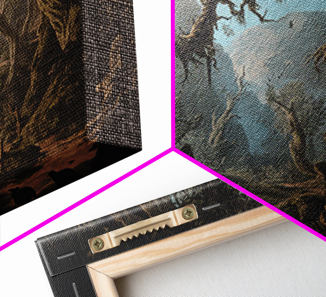 The Witch'S Forest, Baroque Witchcraft Art, Landscape Wall Art, Macabre Wall Art, Framed Canvas Print, Halloween Wall Art
