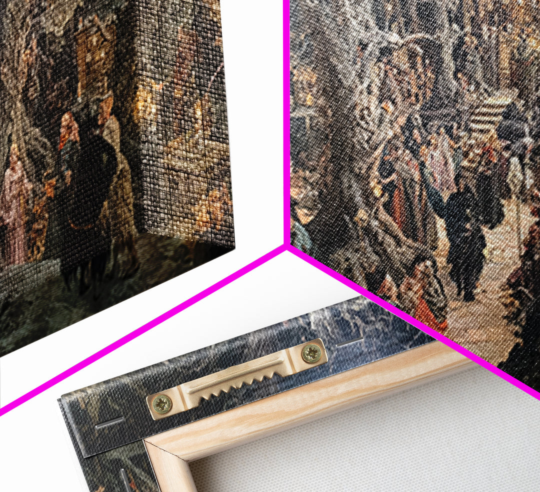 The Witch'S Forest, Grotesque Carnival Art, Wide Panoramic Art, Dark Fantasy Wall Art, Framed Canvas Print, Halloween Wall Art