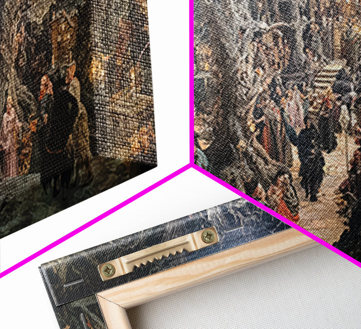 The Witch'S Forest, Grotesque Carnival Art, Wide Panoramic Art, Dark Fantasy Wall Art, Framed Canvas Print, Halloween Wall Art