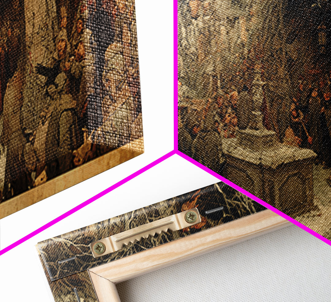 The Forgotten Crypt, Northern Renaissance Horror, Wide Panoramic Art, Gothic Horror Wall Art, Canvas Print, Halloween Wall Art