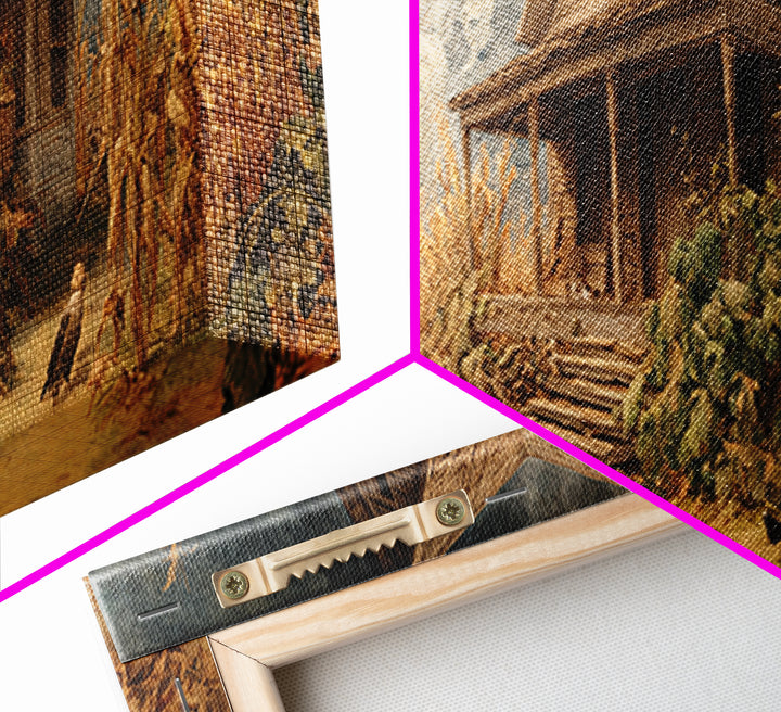The Possessed Farmhouse, Dark Renaissance Art, Extra Wide Wall Art, Gothic Horror Wall Art, Canvas Print, Halloween Wall Art