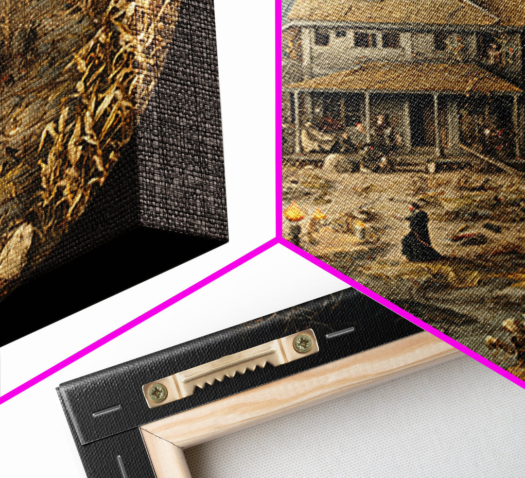 The Possessed Farmhouse, Danse Macabre Art, Square Wall Art, Dark Fantasy Wall Art, Canvas Print, Halloween Wall Art