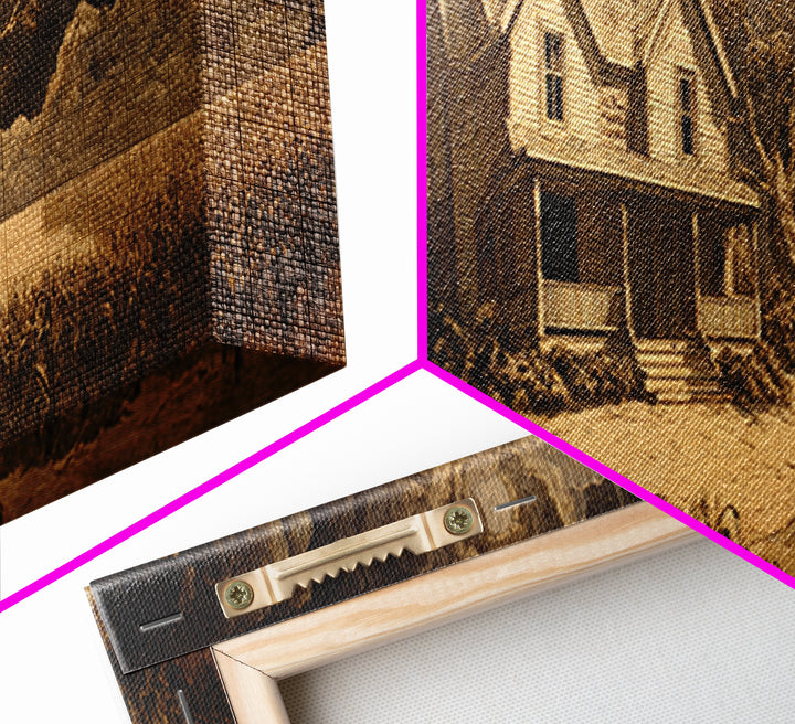 The Possessed Farmhouse, Dark Romantic Horror Art, Extra Wide Wall Art, Macabre Wall Art, Canvas Print, Halloween Wall Art