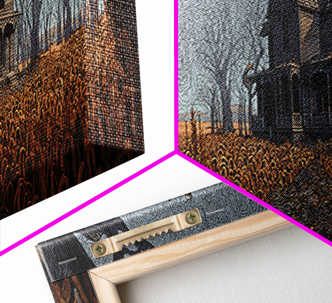 The Possessed Farmhouse, Stained Glass Gothic Art, Extra Wide Wall Art, Dark Halloween Decor, Canvas Print, Halloween Wall Art