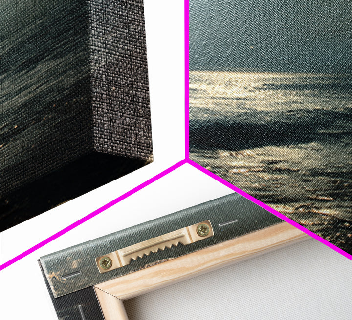 Stormy Sea under a Nearly Black Sky Framed Canvas Print, Dark Art, Textured Painting, Living Room Decor, Fine Art, Nocturne, DAR-1x1-29