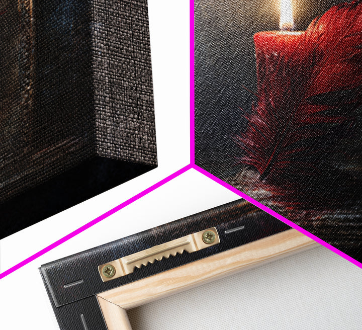 Candle Flame Reflecting Framed Canvas Print, Dark Art, Halloween Decoration, Living Room Decor, Abstract Art, Nocturne, DAR-1x1-72