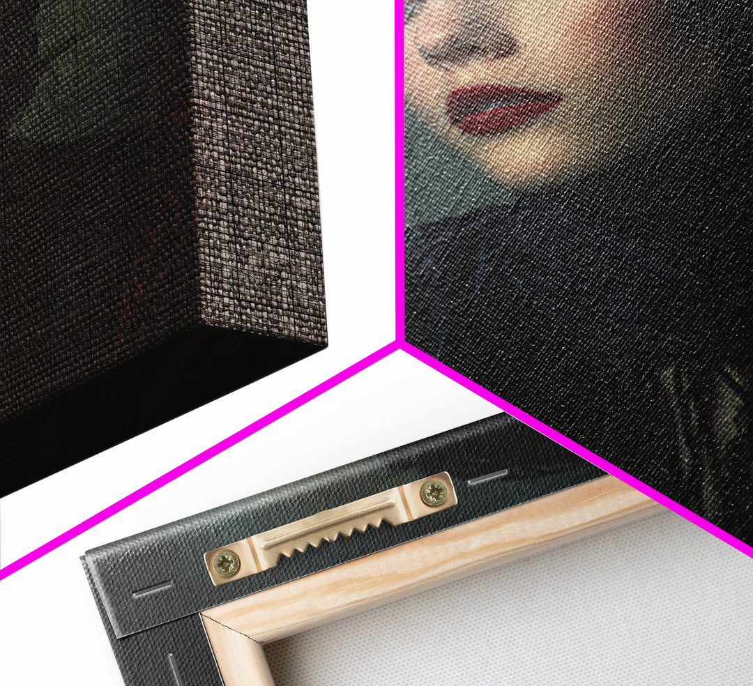 Vampire Inspired Portrait with Pale Dramatic Light Canvas Print, Dark Art, Minimalist Decor, Living Room Decor, Nocturne, DAR-1x1-85
