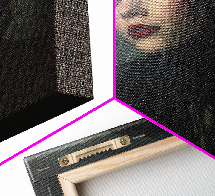 Vampire Inspired Portrait with Pale Dramatic Light Canvas Print, Dark Art, Minimalist Decor, Living Room Decor, Nocturne, DAR-1x1-85