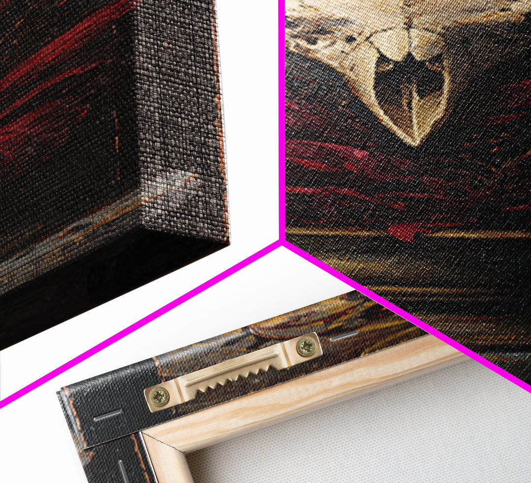 Baroque Skull and Red Velvet Vanitas Canvas Print, Dark Art, Weird Art, Living Room Decor, Fine Art, Nocturne, DAR-1x3-22