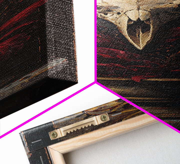 Baroque Skull and Red Velvet Vanitas Canvas Print, Dark Art, Weird Art, Living Room Decor, Fine Art, Nocturne, DAR-1x3-22