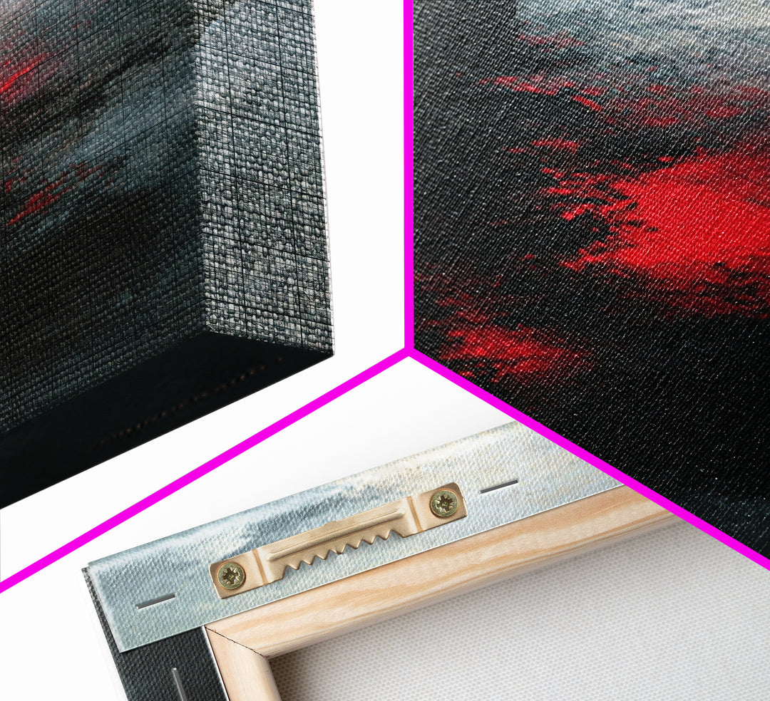 Deep Charcoal Abstract Canvas Print, Dark Art, Gothic Wall Art, Living Room Decor, Nocturne, Spooky Decor, Gallery Decor, DAR-1x3-33