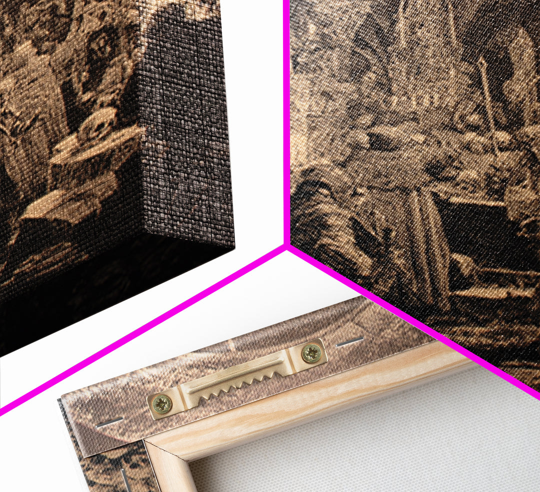 The Endless Catacombs, Renaissance Engraving Art, Square Wall Art, Dark Halloween Decor, Canvas Print, Halloween Wall Art