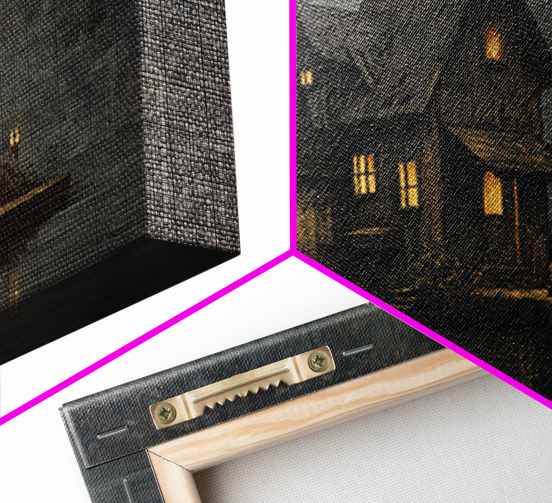 The Foggy Swamp Shack, Medieval Grotesque Art, Landscape Wall Art, Macabre Wall Art, Canvas Print, Halloween Wall Art