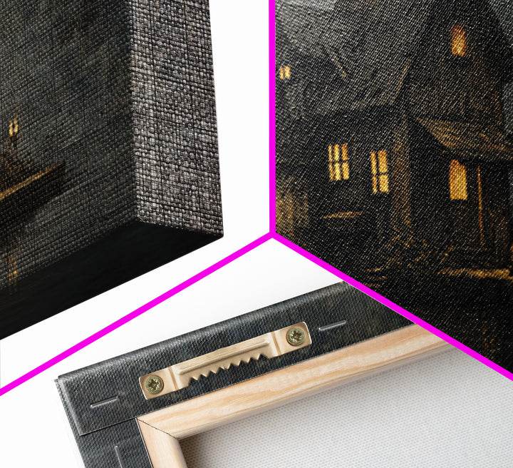 The Foggy Swamp Shack, Medieval Grotesque Art, Landscape Wall Art, Macabre Wall Art, Canvas Print, Halloween Wall Art