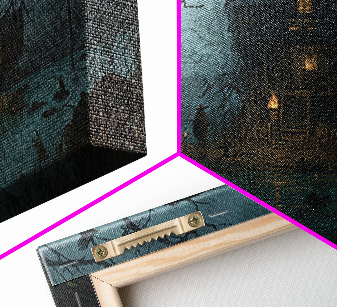 The Foggy Swamp Shack, Baroque Witchcraft Art, Landscape Wall Art, Gothic Horror Wall Art, Canvas Print, Halloween Wall Art