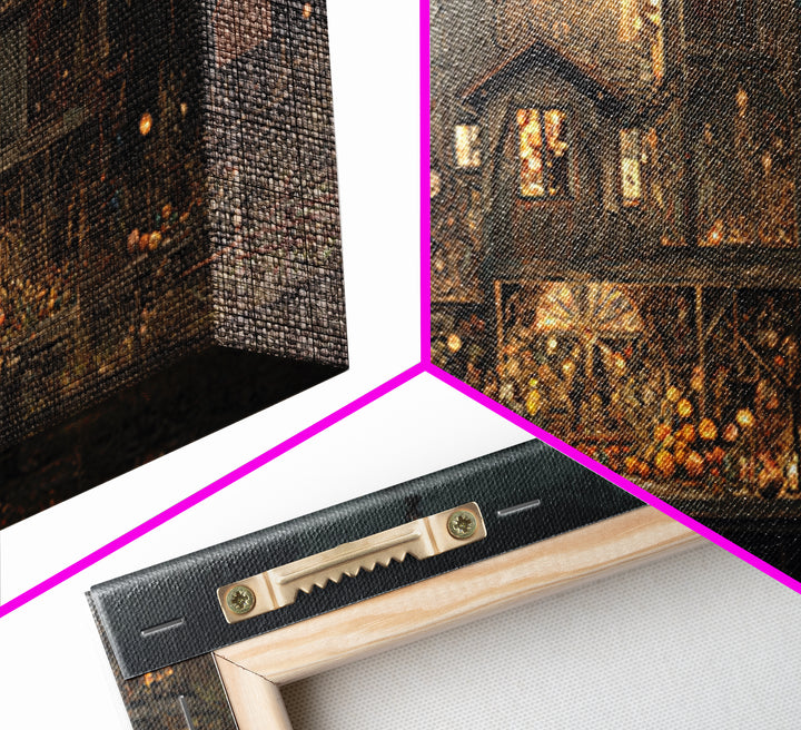 The Foggy Swamp Shack, Grotesque Carnival Art, Wide Panoramic Art, Gothic Horror Wall Art, Framed Canvas Print, Halloween Wall Art